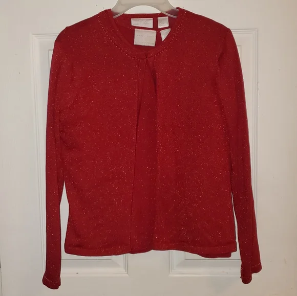 5 for $25 | Vintage Emma James Shimmer Short Sleeve Blouse and Cardigan Set - Picture 1 of 13